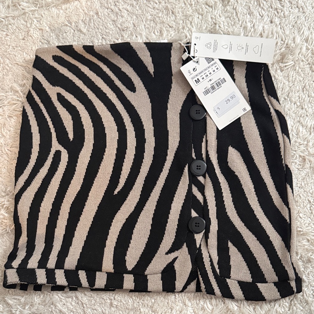 Zara Black and Cream Zebra Mini Skirt
